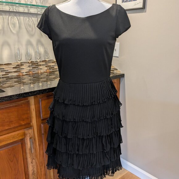 Stunning Silk Tiered Little Black Dress Cocktail Prom Formal Wedding Party Date - Picture 2 of 6